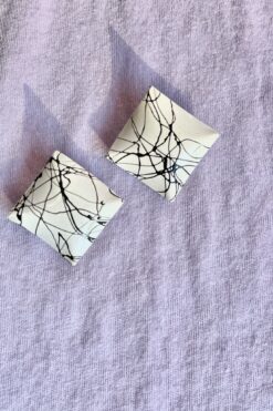 80s Black Splatter Earrings
