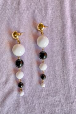 80s Black & White Beaded Earrings