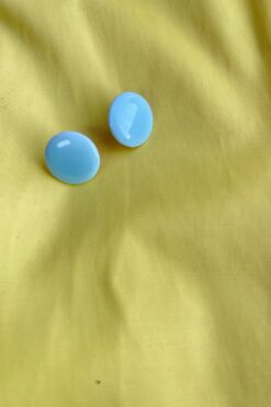 80s Sky Blue Button Earrings