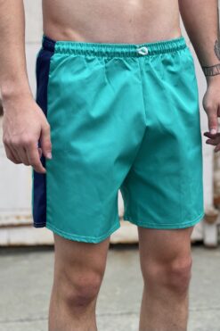 80s Green and Navy Swim Trunks – S/M