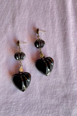 80s Black Heart Earrings