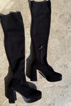 Miu Miu Velvet Platform Thigh High Boots - 40