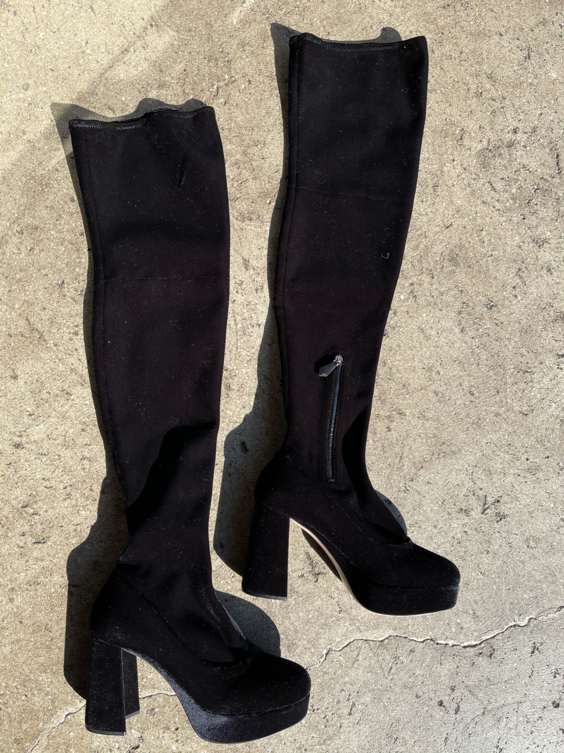 Miu Miu Velvet Platform Thigh High Boots – 40 → Hotbox Vintage