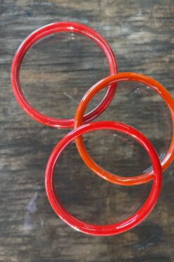 Vintage Metallic Red Glass Bangles - Set of 3