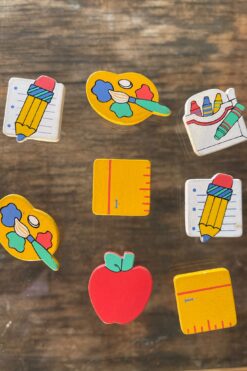 Vintage School Themed Button Covers - Set of 8