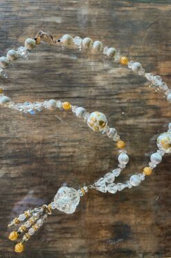 Vintage Glass Beads Tassel Necklace