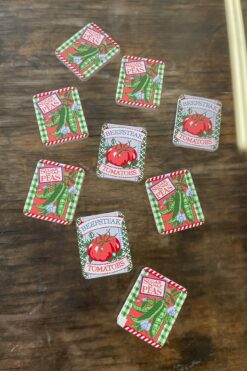 Peas and Tomatoes Button Covers - Set of 8