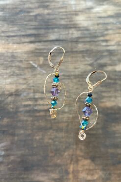Vibrant Blue and Purple Glass Beaded Earrings