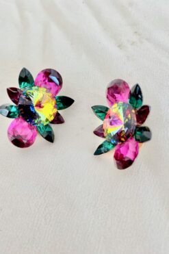 Vintage Jon Michel Crystal Cluster Earrings - Clip On