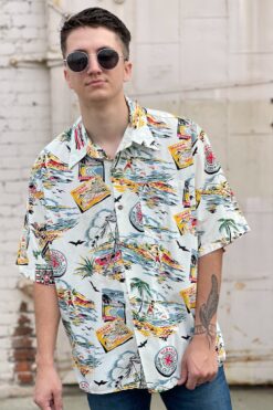 SOLD Vintage "Whoo's" Hawaiian Moana Hotel Button Down Shirt - XL