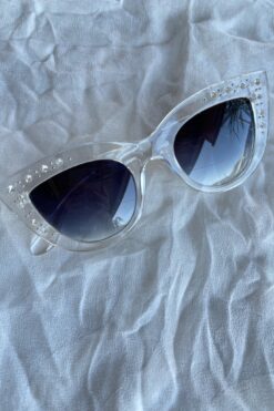 Clear Cat Eye Sunnies with Rhinestones