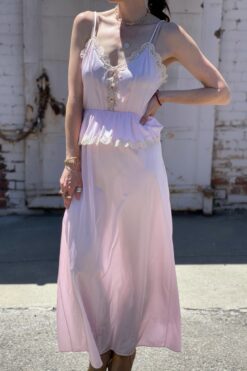 Vintage Pink Peplum Nightie - S/M