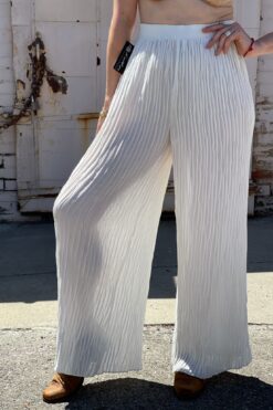 Vintage Sheer White Pleated Chiffon Pants - S/M