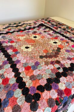 Vintage Satin-Backed Yo-Yo Quilt