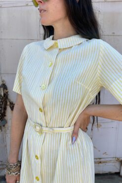 Vintage Yellow Pinstripe Dress - M/L