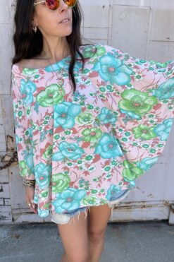 SOLD 70s Retro Floral Print Circle Top - One Size
