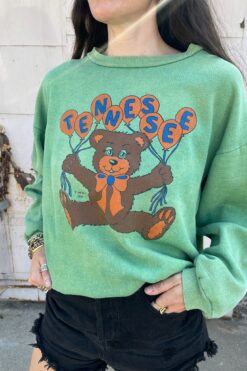 80s Tennessee Teddy Heathered Green Sweatshirt - M/L