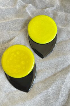 Vintage 70s Yellow and Black Enamel Earrings