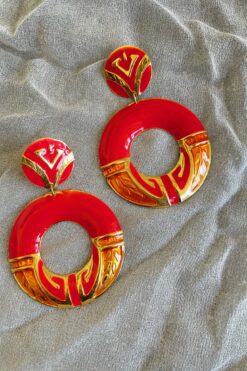 Vintage Berébl Red and Gold Enamel Earrings