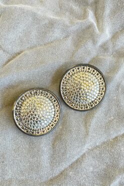 Vintage Richard Kerr Black with Silver Rhinestone Earrings - Clip On