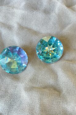 Vintage Large Iridescent Crystal Rhinestone Earrings