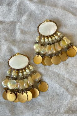 Vintage Shell and Beaded Tassel Earring