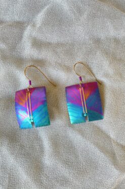 80s Holly Yashi Rainbow Metallic Metal Earrings