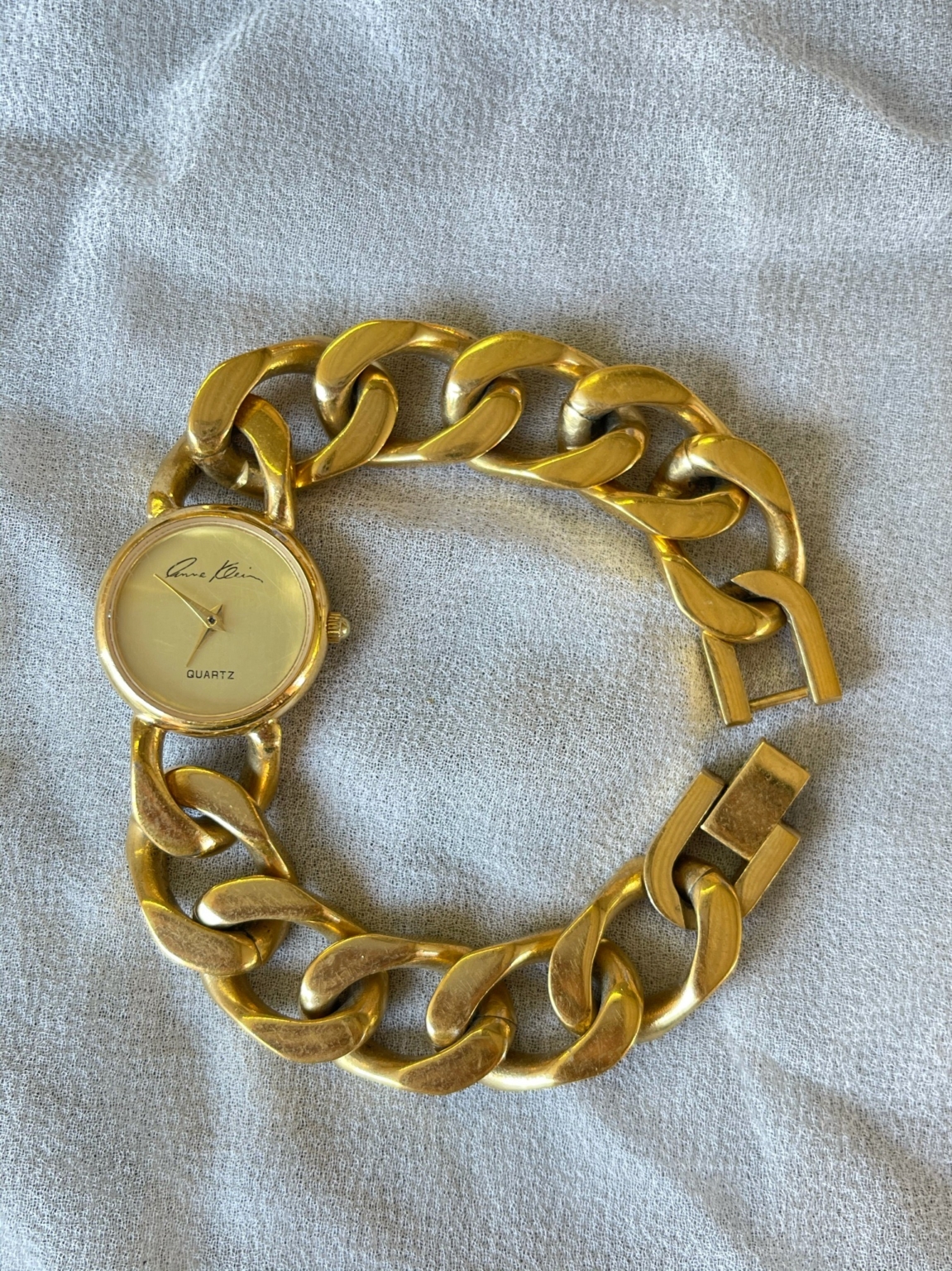 SOLD Vintage Anne Klein Gold Tone Chunky Link Watch – Hotbox Vintage