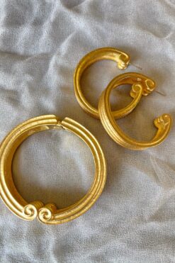 Vintage Givenchy Gold Tone Earring and Cuff Bracelet Set