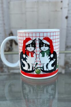 SOLD 1984  Black and White Christmas Cats Mug