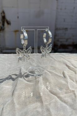 Silver Dangle Butterfly Earrings