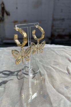 Gold Dangle Butterfly Earrings