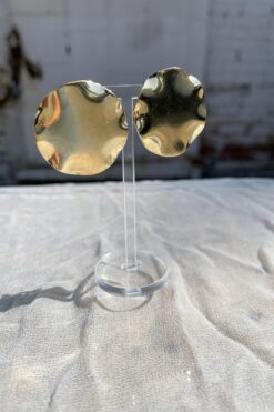 Gold Ripple Disk Earrings – Clip On