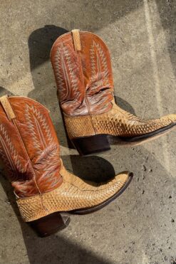 Dan Post Leather & Snakeskin Cowboy Boots - Men's 9