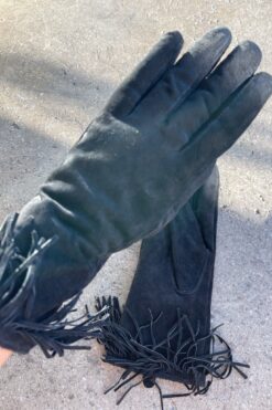 Black Suede Fringe Gloves