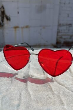 Red Clear Heart Sunnies