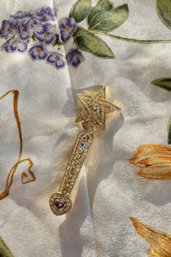 Vintage Star Pin with Iridescent Rhinestones