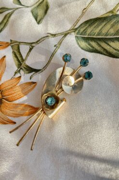 Mid Century Modern Brass Flower Pin