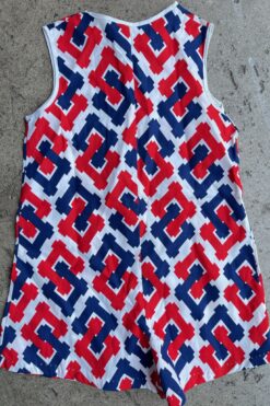 Kids Vintage Red White and Blue Romper - Kids Size 7/8