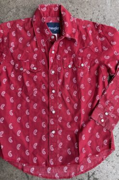 Kids Red Wrangler Paisley Button Down Shirt