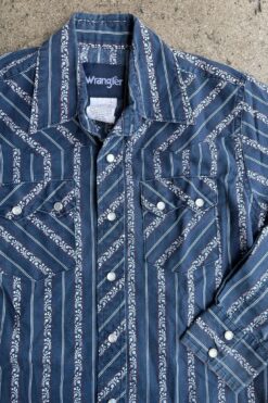 Kids Blue Wrangler Paisley Button Down Shirt