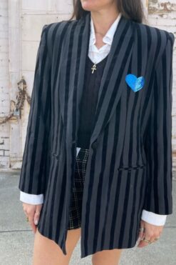 SOLD 80s Criscione Black Velvet Stripes Jacket - Large