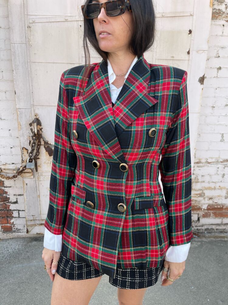 Classic Plaid Double Breasted Jacket