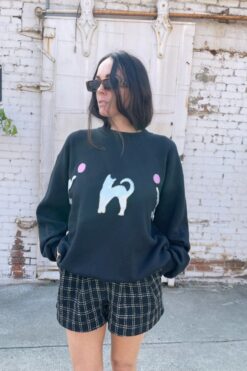80s Metallic Cats Oversized Sweater - XL