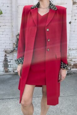 90s Lipstick Red Longline Jacket & Dress Set - Medium