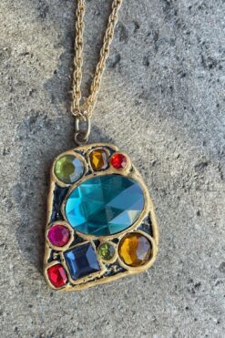 80s Multicolored Rhinestones Necklace