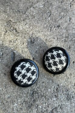 80s Houndstooth Earrings - Clip On