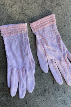 Midcentury Pink Gloves - with Beading