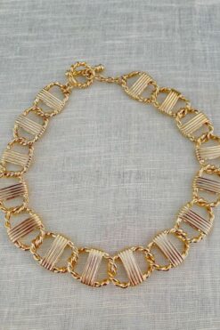 80s Gold Tone Chunky Link Necklace
