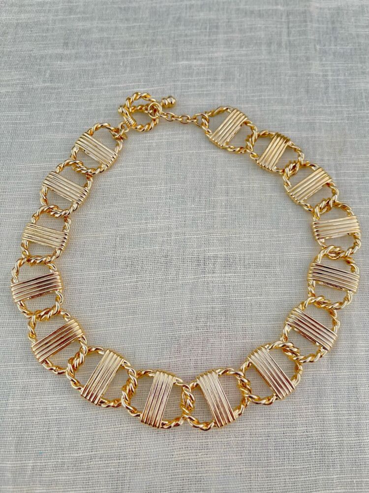 80s Gold Tone Chunky Link Necklace